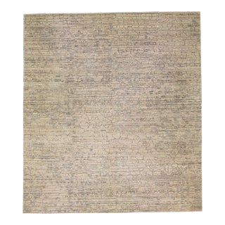 Beige Modern Wool Rug Oversize With Allover Abstract Motif For Sale