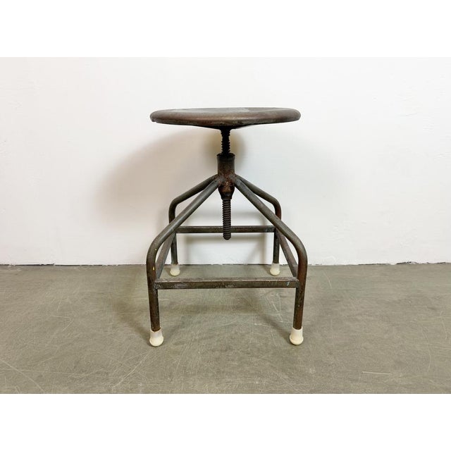 Industrial Iron Adjustable Swivel Stool, 1960s For Sale - Image 4 of 18