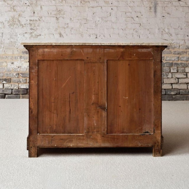 1960s French Louis Philippe Style Walnut Marble Top Commode, Circa 1960 For Sale - Image 5 of 9