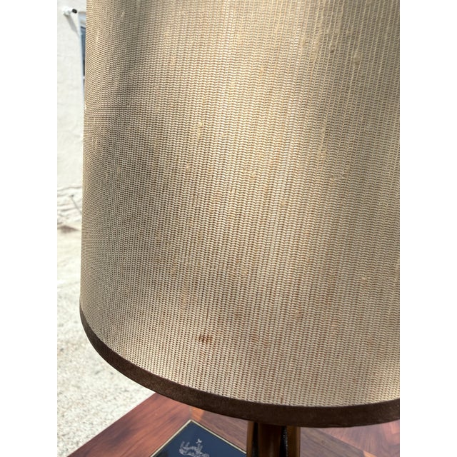 Danish Style Mid Century Walnut and Brass Table Lamp For Sale - Image 9 of 13