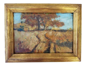 1920s Vintage Franklin De Haven Pastoral Landscape Oil Painting