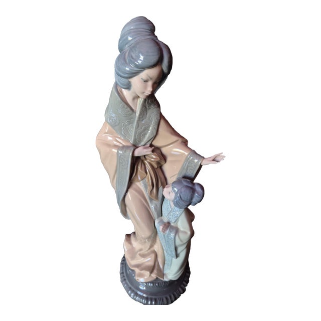 Vintage Nao by Lladró "Japanese Mother and Daughter" Fine Porcelain Figurine (Model No. 0279) (Jg) For Sale
