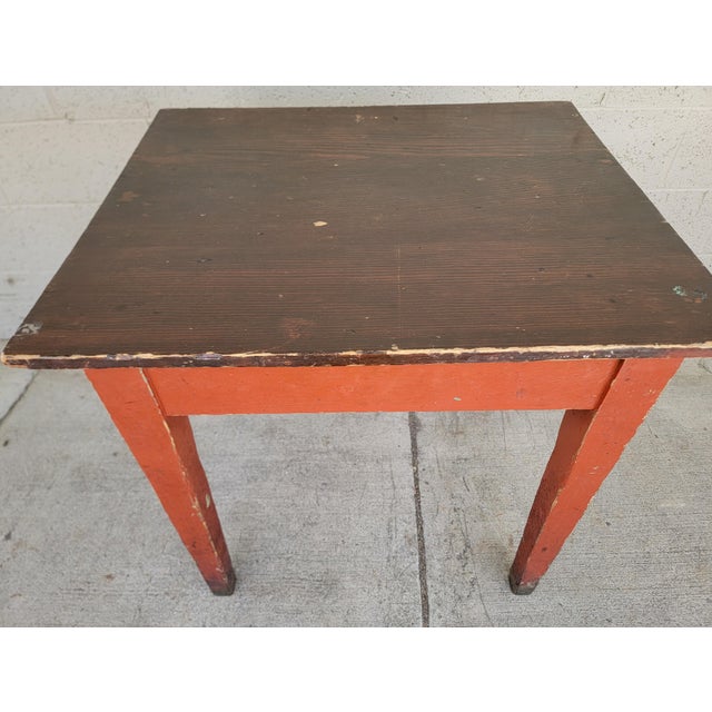 1920s Primitive Farmhouse Style Barn Red Tavern / Work Table For Sale - Image 5 of 12