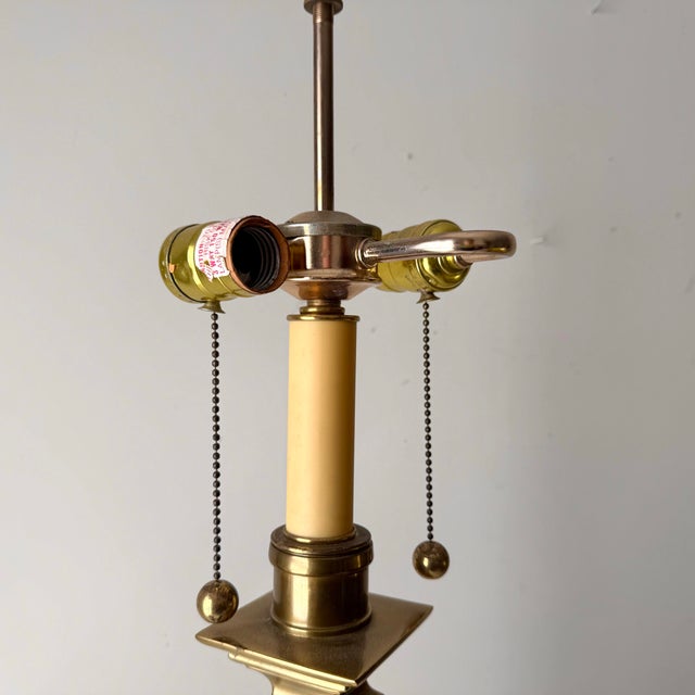 Late 20th Century Chapman Style Brass Two Socket Lamp For Sale In Charleston - Image 6 of 12