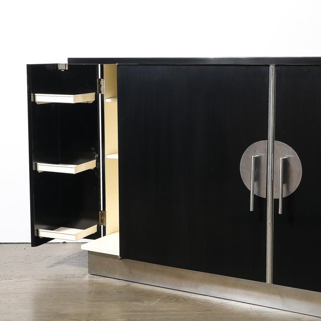 Art Deco 1930s Art Deco Machine Age Ebonized Walnut & Aluminum Sideboard by Walter Dorwin For Sale - Image 3 of 17