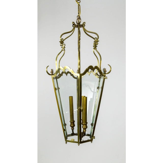 Metal Belle Epoque Brass Tapered Hex Lantern For Sale - Image 7 of 13