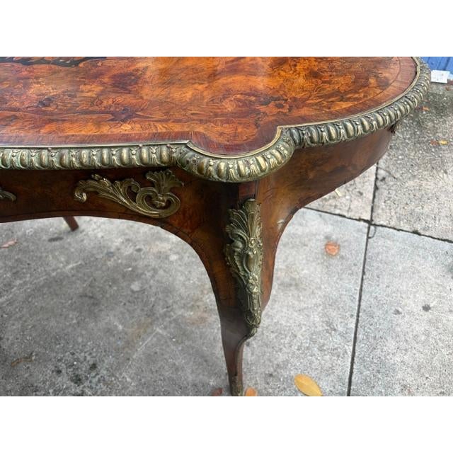 Brown Antique French Walnut & Marquetry 19th C. Ladies Writing Desk Circa 1880 For Sale - Image 8 of 9