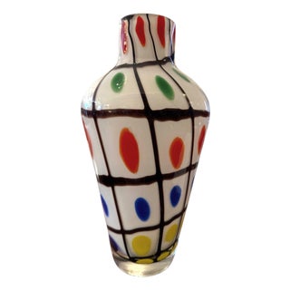 Vintage Italian Murano Polka Dot Art Glass Vase, Mid-20th Century. For Sale