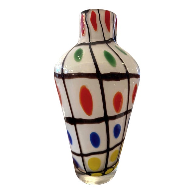 Vintage Italian Murano Polka Dot Art Glass Vase, Mid-20th Century. For Sale
