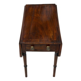 English Regency Mahogany Diminutive Drop-Leaf Side Table with Drawer, Circa 1830 For Sale