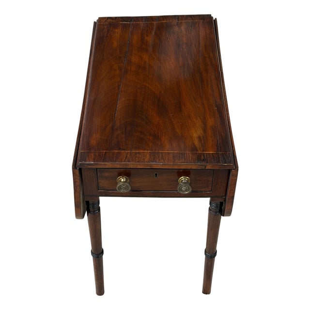 English Regency Mahogany Diminutive Drop-Leaf Side Table with Drawer, Circa 1830 For Sale