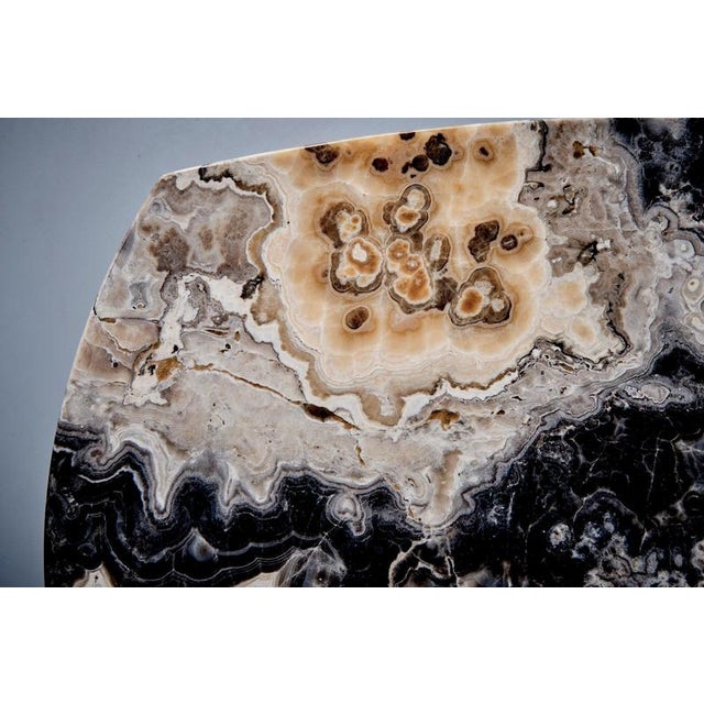 Metal Coffee Table with Polished Onyx Top attributed to Guglielmo Ulrich, 1950s For Sale - Image 7 of 11