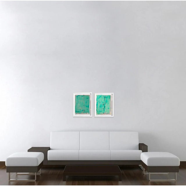 2020s Static 431 Framed Abstract Green Mixed-Media Painting For Sale - Image 5 of 5