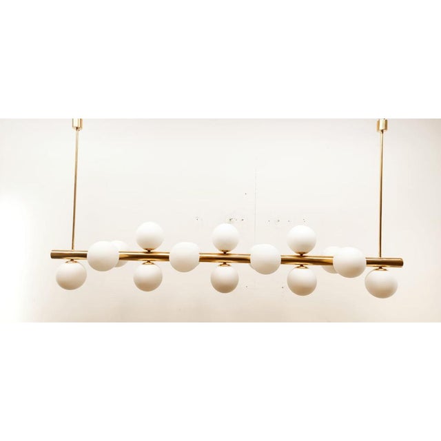 Mid-Century Modern Sputnik Brass Suspension with 16 Glass Shades For Sale - Image 3 of 17
