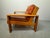 Brutalist-style Bonanza lounge chair designed by Esko Pajamies for Asko in 1966. Constructed from solid oak with...