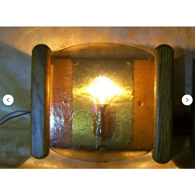 Mid-Century Modern Art Deco Brass, Wood and Glass Sconces from Fischer Leuchten, 1970s, Set of 2 For Sale - Image 9 of 11