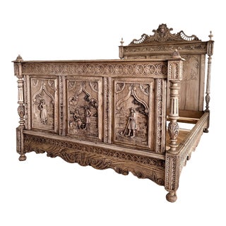 19th Century French Oak Breton Wedding Bed Frame For Sale