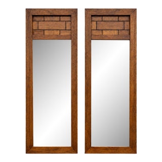 Dixie Brutalist Walnut Dressing Mirrors- A Pair For Sale