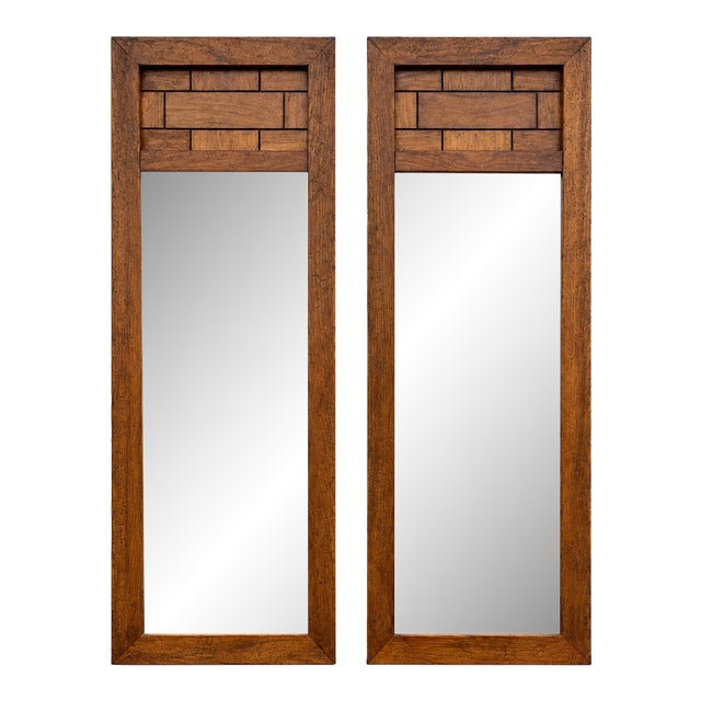 Dixie Brutalist Walnut Dressing Mirrors- A Pair For Sale