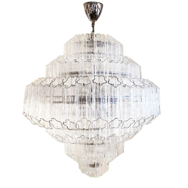 Bespoke Italian Art Deco Design Crystal Murano Glass Nickel Modern Chandelier For Sale - Image 10 of 10