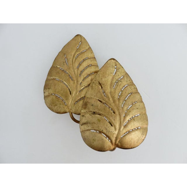 Gold Leaf Wall Sconce in Gold-Tone Metal, 1970s For Sale - Image 10 of 10