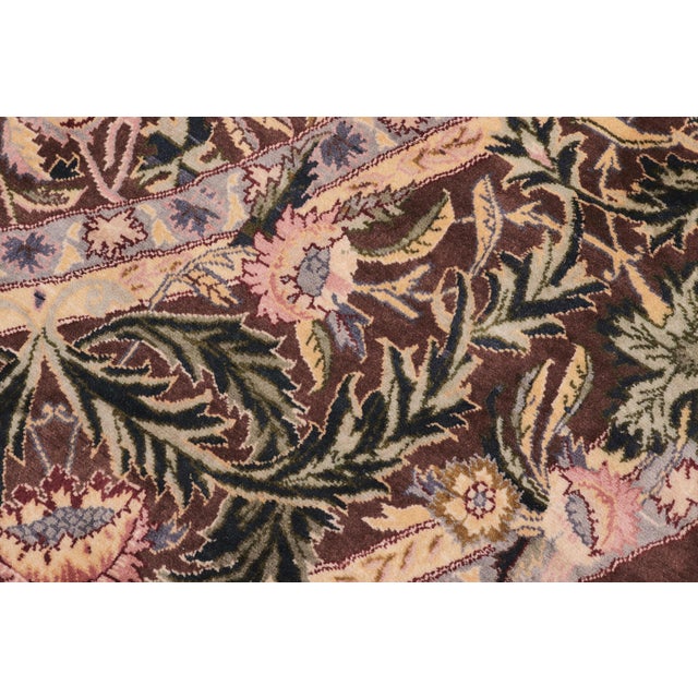 Shabby Chic 1990's Floral Pak-Persian Brown/Gray Wool Round Rug- 8'0'' X 8'3'' For Sale In New York - Image 6 of 9