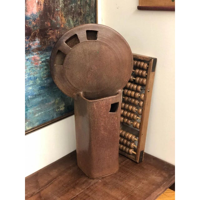 Vintage Mid-Century Modern Industrial Signed Ceramic Sculpture For Sale - Image 4 of 7