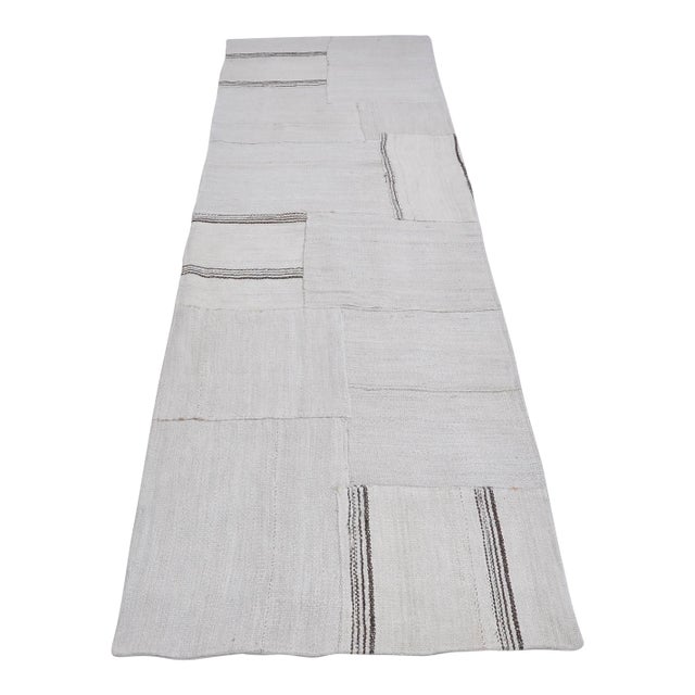 Stripe Anatolian Vintage Hemp Kilim Runner For Sale
