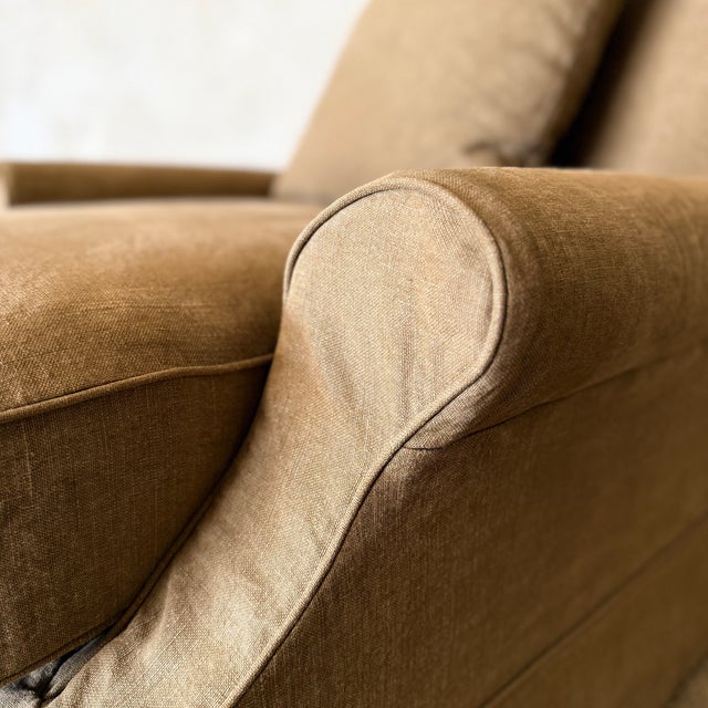 Linen Belgian Chair Slip Covered For Sale - Image 8 of 10