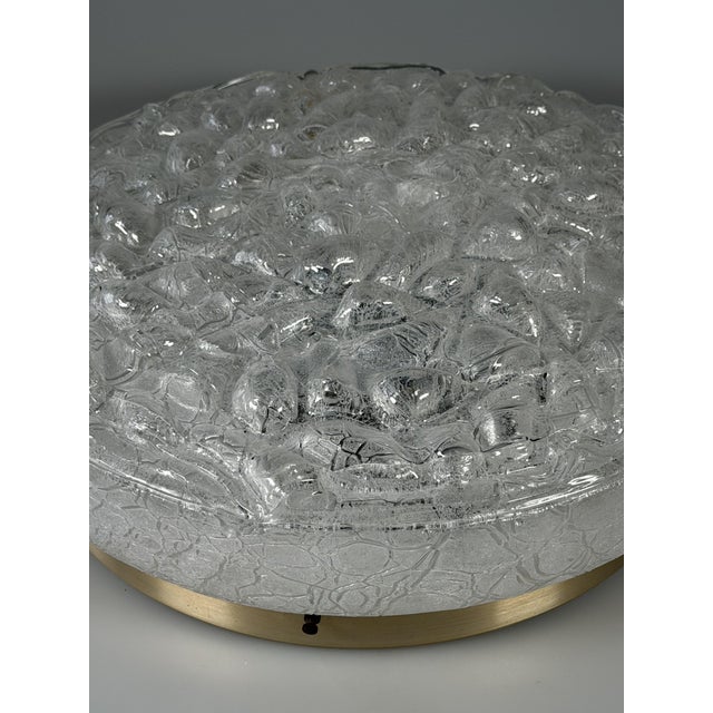 1960s Space Age Ceiling Lamp in Ice Glass from Doria Leuchten, Germany, 1970s For Sale - Image 5 of 18