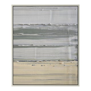 26" X 30" Framed Abstract Minimalist Seascape / Landscape Oil Painting by Diane Grant / Neutral Color Palette / Color Fields For Sale