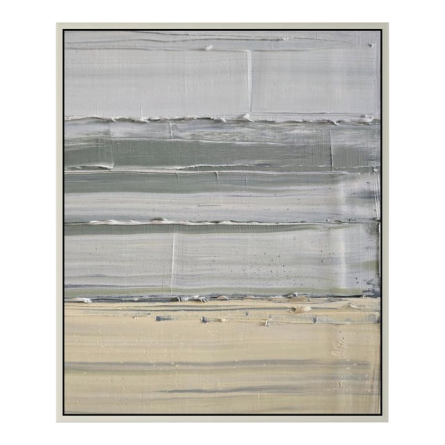 26" X 30" Framed Abstract Minimalist Seascape / Landscape Oil Painting by Diane Grant / Neutral Color Palette / Color Fields For Sale