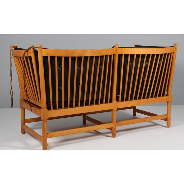 Two-Seat Sofa in Beech and Leather by Børge Mogensen for Fritz Hansen For Sale - Image 6 of 8