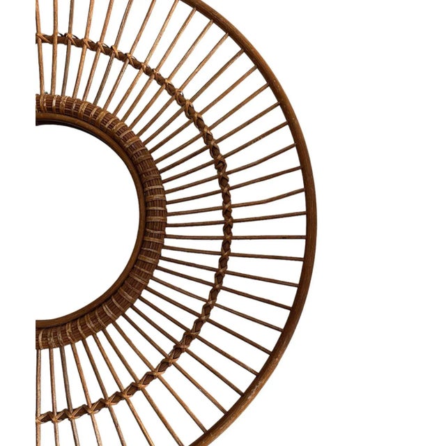 1970's Rattan Sunburst Mirror For Sale - Image 4 of 5