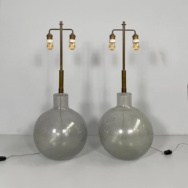 Mid-Century Modern Italian Murano Glass Table Lamps attributed to Barovier & Toso, 1960s, Set of 2 For Sale - Image 17 of 17