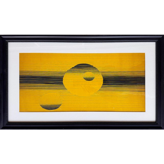 Mid-Century Modern Mixed Media Op Art Painting, Framed For Sale In Miami - Image 6 of 7