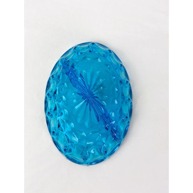 Indiana Glass Company Vintage Turquoise Blue Indiana Glass Oval Divided Dish For Sale - Image 4 of 10