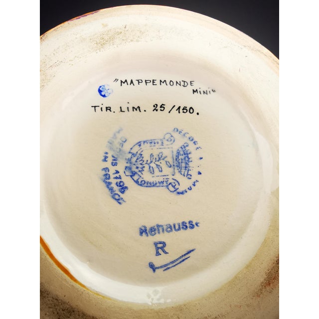 Ceramic Colonial Globe Vase World Map by M.P. Chevalier for Longwy For Sale - Image 7 of 8