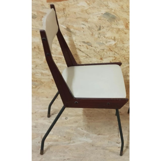 Mid-Century Modern Set of Italian Modern Iron & Wood Boomerang Dining Chairs, 1960s For Sale - Image 3 of 4