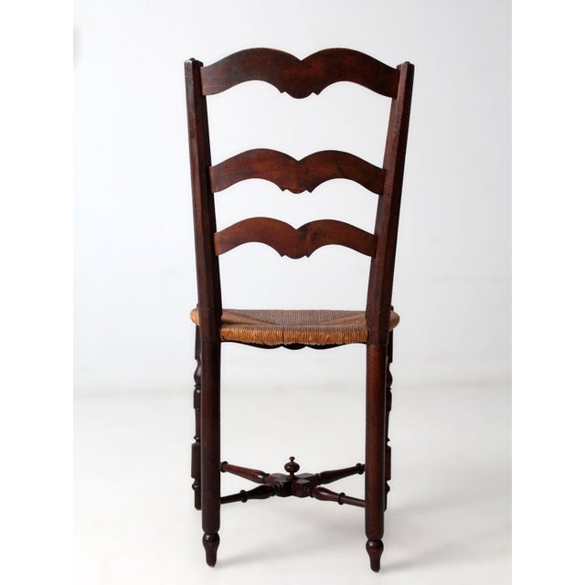 Antique French Provincial Rush Seat Ladder Back Chair For Sale - Image 9 of 11