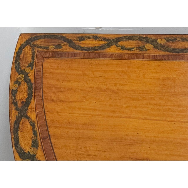 Late 18th Century Pair of George III Floral Wreath Painted Crossbanded Satinwood Demilune Card Tables For Sale - Image 16 of 18