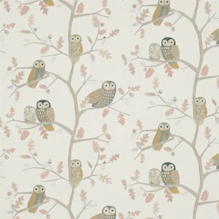 Harlequin Little Owls Fabric in Powder - a Sample For Sale