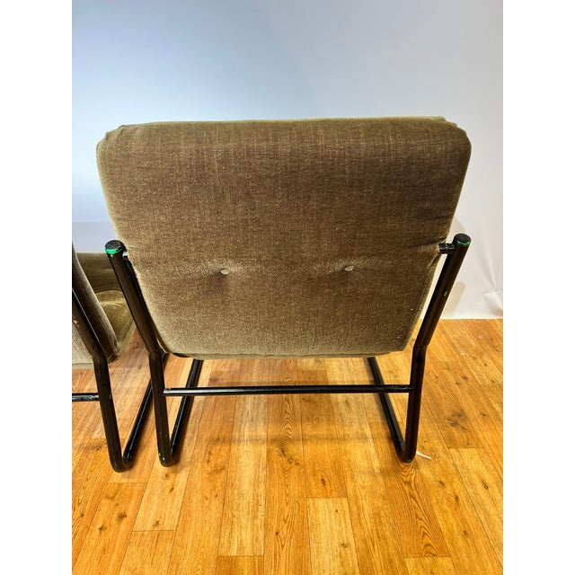Bauhaus Black Steel and Green Upholstery Lounge Chairs, 1970s, Set of 3 For Sale - Image 18 of 18