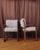 Mid-Century Modern Pair of Mid-Century Oak Armchairs in Cream Faux Shearling For Sale - Image 3 of 12