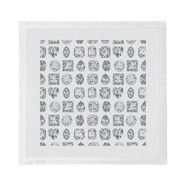 Contemporary Bougie Diamonds Ice Cotton Sateen Dinner Napkins, Set of 4 For Sale - Image 3 of 6