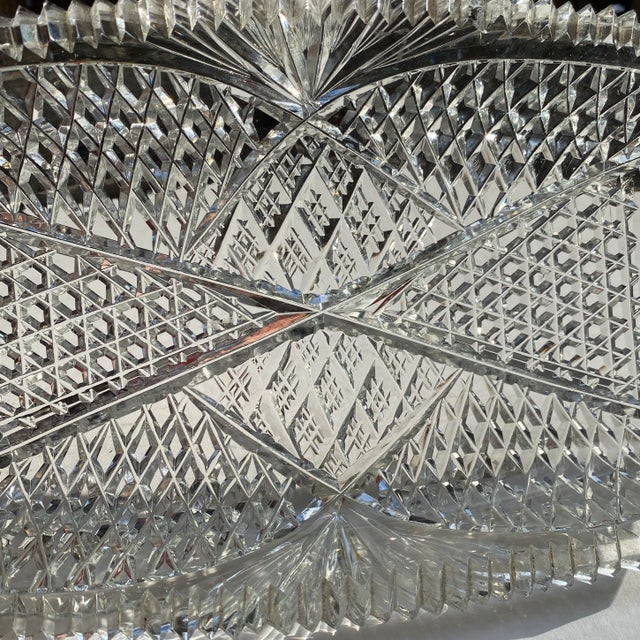 Art Deco Antique American Brilliant Cut Crystal Dish For Sale - Image 3 of 9