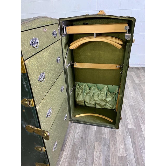 Antique Early 1900s Innovation Brand Green Steamer Trunk Suitcase Chairish
