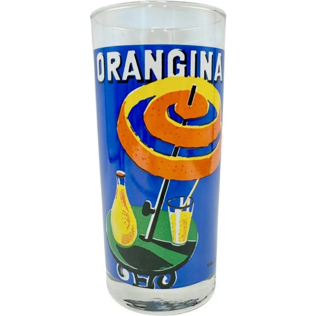 Mid-Century Modern Vintage Set 6 Orangina Drinking Glasses For Sale - Image 3 of 15