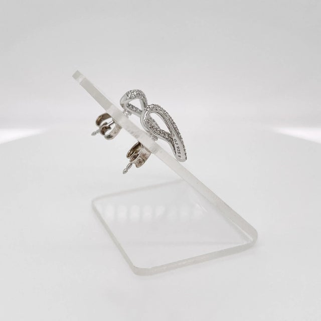 Modern Vintage Georg Jensen Diamond & Sterling Silver Infinity Earrings - 2 Pieces For Sale - Image 3 of 12