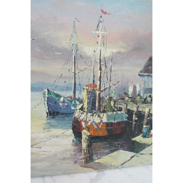 Marines Oil on Canvas, 1940s For Sale - Image 4 of 6